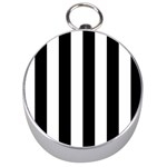 Vertical Stripes - White and Black Silver Compass