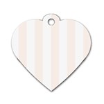 Vertical Stripes - White and Seashell Dog Tag Heart (One Side)