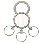 Vertical Stripes - White and Seashell 3-Ring Key Chain
