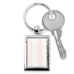 Vertical Stripes - White and Seashell Key Chain (Rectangle)