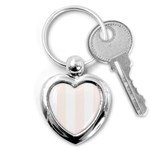 Vertical Stripes - White and Seashell Key Chain (Heart)