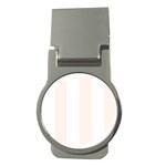 Vertical Stripes - White and Seashell Money Clip (Round)