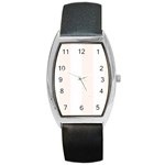 Vertical Stripes - White and Seashell Barrel Style Metal Watch