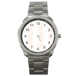 Vertical Stripes - White and Seashell Sport Metal Watch