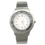 Vertical Stripes - White and Seashell Stainless Steel Watch