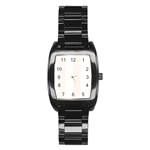 Vertical Stripes - White and Seashell Stainless Steel Barrel Watch