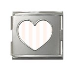 Vertical Stripes - White and Seashell Mega Link Heart Italian Charm (18mm)