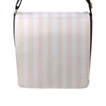 Vertical Stripes - White and Seashell Flap Closure Messenger Bag (L)