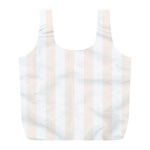 Vertical Stripes - White and Seashell Full Print Recycle Bag (L)
