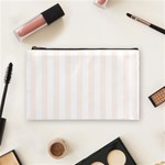 Vertical Stripes - White and Seashell Cosmetic Bag (M)