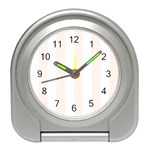 Vertical Stripes - White and Seashell Desk Alarm Clock