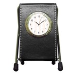 Vertical Stripes - White and Seashell Pen Holder Desk Clock