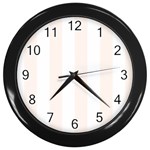 Vertical Stripes - White and Seashell Wall Clock (Black)