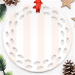 Vertical Stripes - White and Seashell Ornament (Round Filigree)