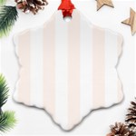 Vertical Stripes - White and Seashell Snowflake Ornament (Two Sides)