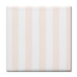Vertical Stripes - White and Seashell Tile Coaster