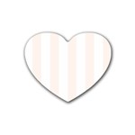 Vertical Stripes - White and Seashell Heart Coaster (4 pack)