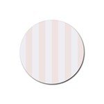 Vertical Stripes - White and Seashell Rubber Coaster (Round)