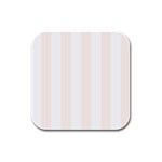 Vertical Stripes - White and Seashell Rubber Square Coaster (4 pack)