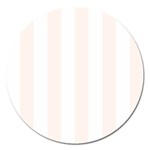 Vertical Stripes - White and Seashell Magnet 5  (Round)