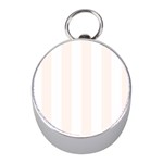 Vertical Stripes - White and Seashell Silver Compass (Mini)