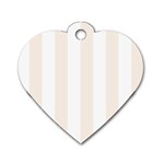 Vertical Stripes - White and Linen Dog Tag Heart (Two Sides)