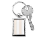 Vertical Stripes - White and Linen Key Chain (Rectangle)