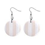 Vertical Stripes - White and Linen 1  Button Earrings
