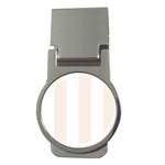Vertical Stripes - White and Linen Money Clip (Round)
