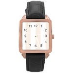 Vertical Stripes - White and Linen Rose Gold Leather Watch