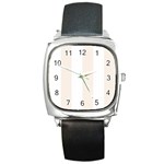 Vertical Stripes - White and Linen Square Metal Watch