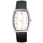 Vertical Stripes - White and Linen Barrel Style Metal Watch