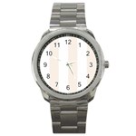 Vertical Stripes - White and Linen Sport Metal Watch