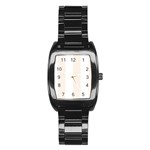 Vertical Stripes - White and Linen Stainless Steel Barrel Watch