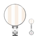 Vertical Stripes - White and Linen Stainless Steel Nurses Watch