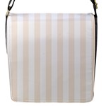 Vertical Stripes - White and Linen Flap Closure Messenger Bag (S)
