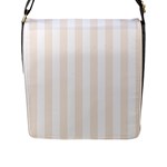 Vertical Stripes - White and Linen Flap Closure Messenger Bag (L)