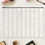 Vertical Stripes - White and Linen Cosmetic Bag (XXXL)