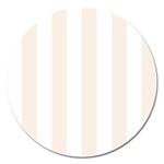 Vertical Stripes - White and Linen Magnet 5  (Round)