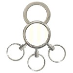 Vertical Stripes - White and Ivory 3-Ring Key Chain