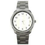 Vertical Stripes - White and Ivory Sport Metal Watch