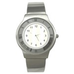 Vertical Stripes - White and Ivory Stainless Steel Watch