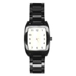 Vertical Stripes - White and Ivory Stainless Steel Barrel Watch