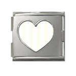 Vertical Stripes - White and Ivory Mega Link Heart Italian Charm (18mm)