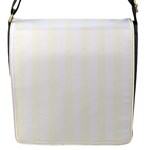 Vertical Stripes - White and Ivory Flap Closure Messenger Bag (S)