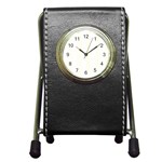 Vertical Stripes - White and Ivory Pen Holder Desk Clock