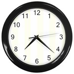 Vertical Stripes - White and Ivory Wall Clock (Black)
