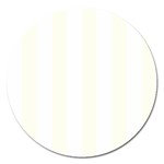 Vertical Stripes - White and Ivory Magnet 5  (Round)