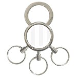 Vertical Stripes - White and White Smoke 3-Ring Key Chain