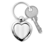 Vertical Stripes - White and White Smoke Key Chain (Heart)